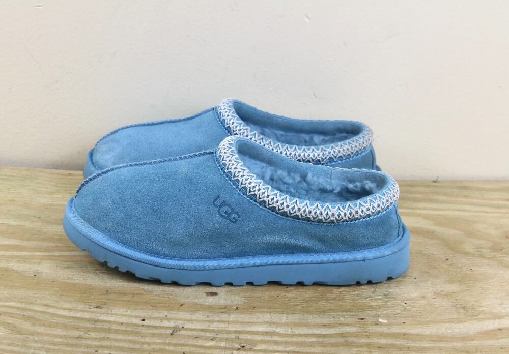 Ugg Slippers Womens 8 Braid Blue Suede Naval Tasman II Clogs Mules Shoes